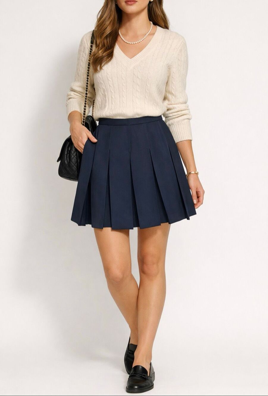 Maison Kitsuné Navy Wool Pleated Mini Skirt Size 34 US 2